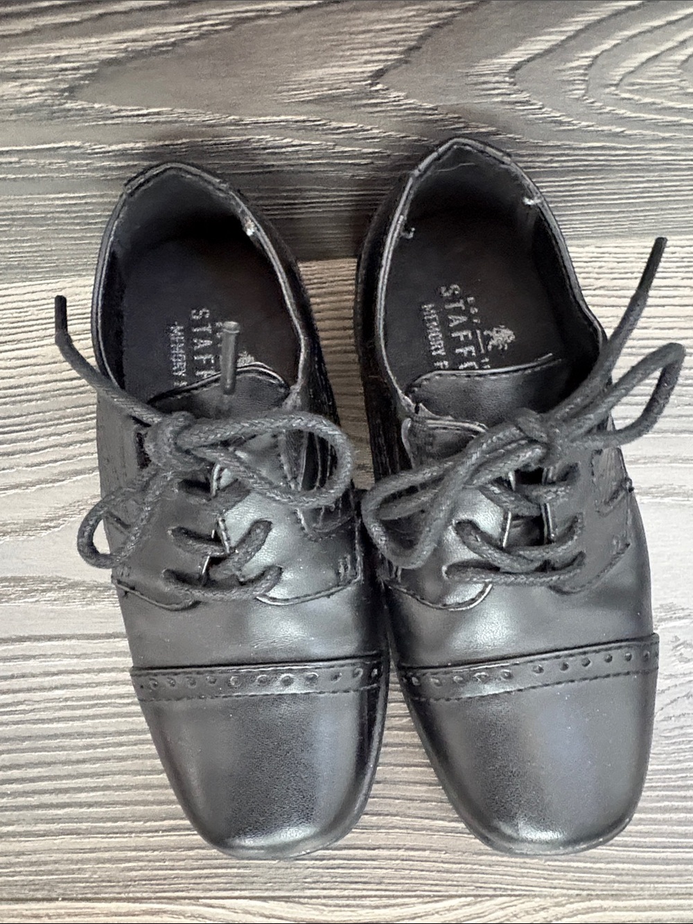 Stafford Black Leather Lace-Up Oxfords